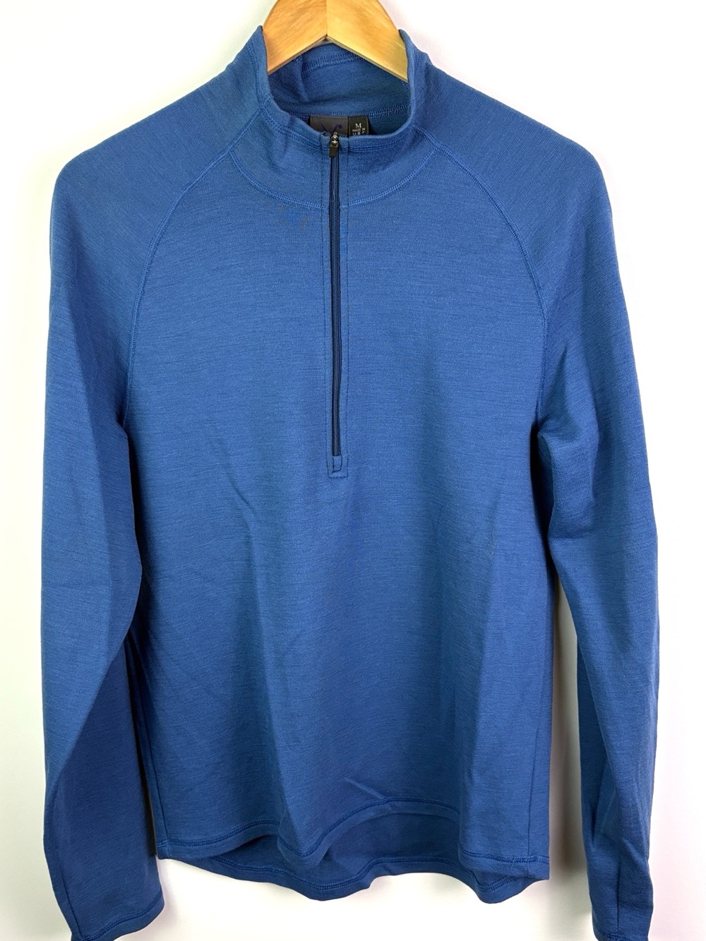 IBEX Blue Half-Zip 100% merino wool Pullover Sweater size M